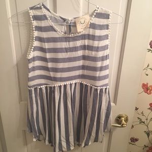 Navy and white striped tank top